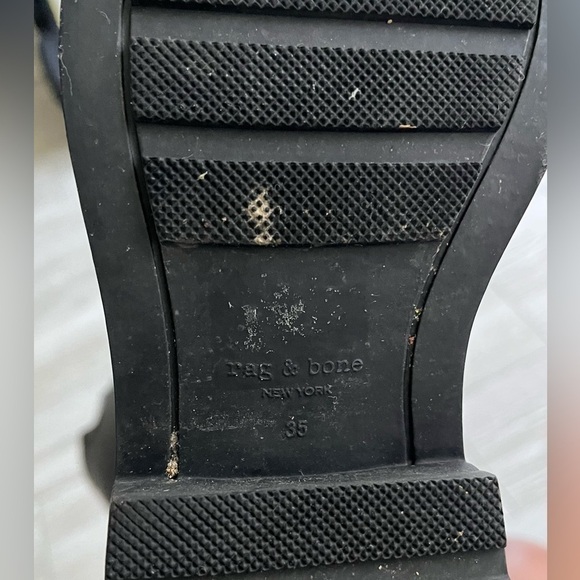 Women’s Rag & Bone Black Rubber MOTO Rain Boots, Side Zip, Ankle Strap, Size 35 - Picture 5 of 11